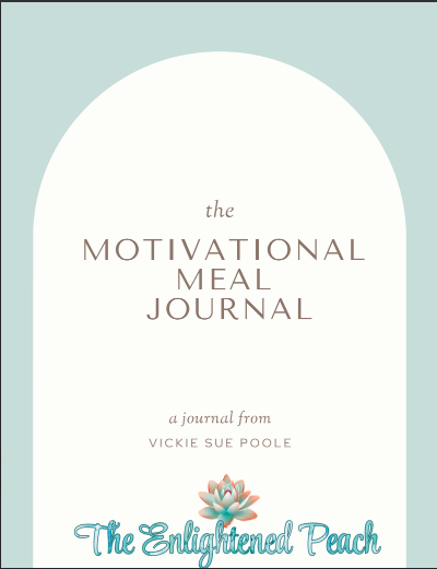 Monthly Meal Journal cover design with soft colors, featuring the title and brand logo at the bottom.