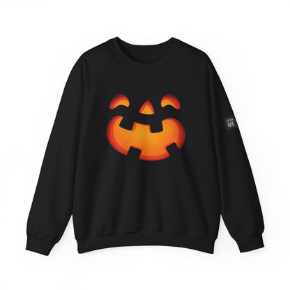 Unisex black Jack O'Lantern Halloween sweatshirt with cozy crew neck and pumpkin face design