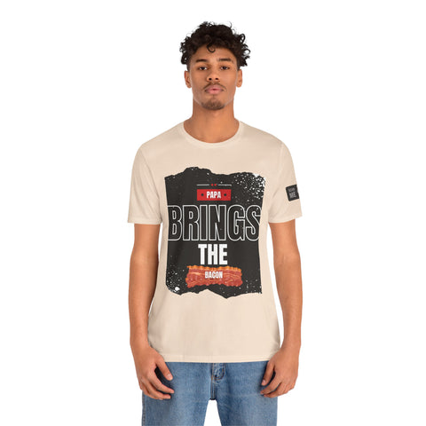 Funny Dad Joke Short Sleeve Tee, Papa Brings the Bacon