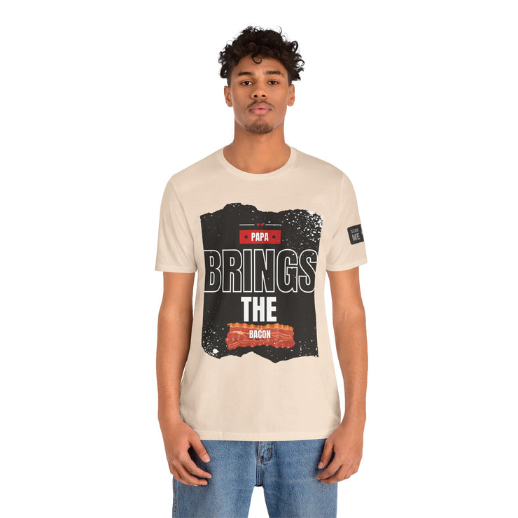Funny Dad Joke Short Sleeve Tee, Papa Brings the Bacon