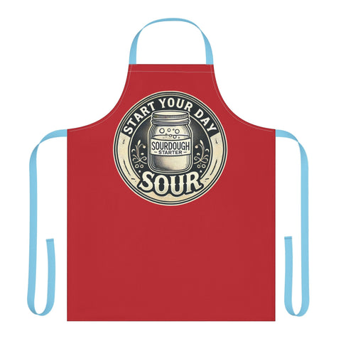 Apron with 5-color strap options, featuring durable polyester canvas and tie-back closure.