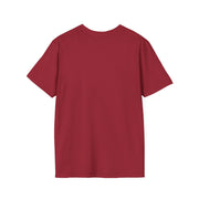 Unisex Softstyle T-Shirt in red, back view, showcasing a classic fit and crew neckline.