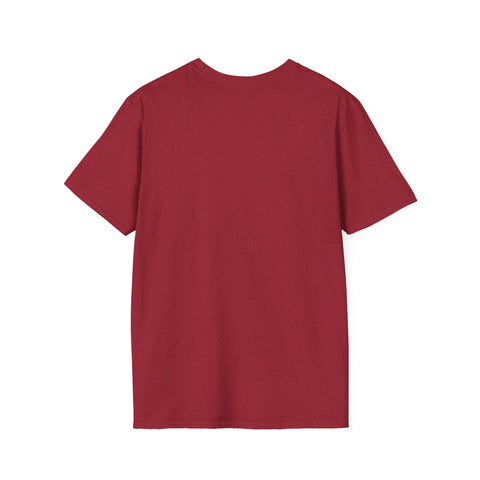 Unisex Softstyle T-Shirt in red, back view, showcasing a classic fit and crew neckline.