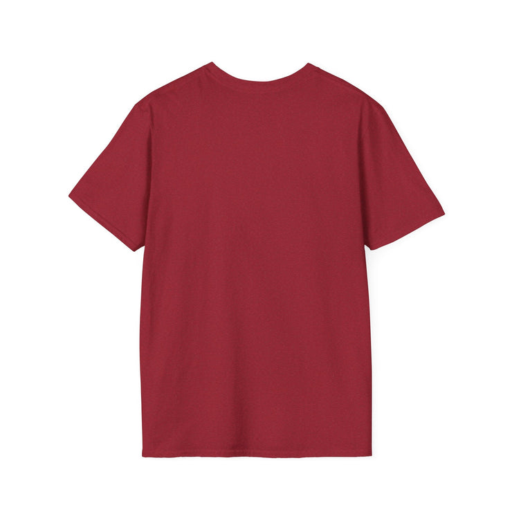 Unisex Softstyle T-Shirt in red, back view, showcasing a classic fit and crew neckline.