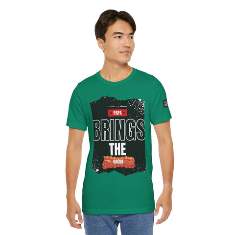 Funny Dad Joke Short Sleeve Tee, Papa Brings the Bacon