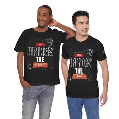 Funny Dad Joke Short Sleeve Tee, Papa Brings the Bacon