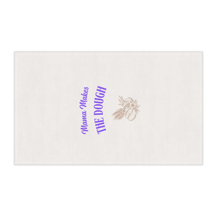 Mama Makes The Dough cotton tea towel with charming kitchen design.