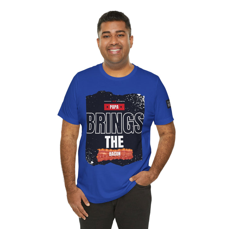 Funny Dad Joke Short Sleeve Tee, Papa Brings the Bacon