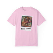 Vibrant pink Bread Winner T-shirt featuring a fun graphic, made from 100% US cotton for comfort and sustainability.