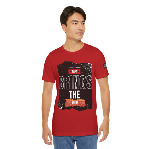 Funny Dad Joke Short Sleeve Tee, Papa Brings the Bacon