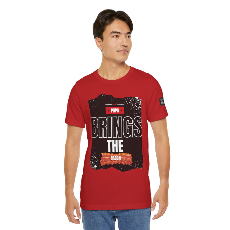 Funny Dad Joke Short Sleeve Tee, Papa Brings the Bacon