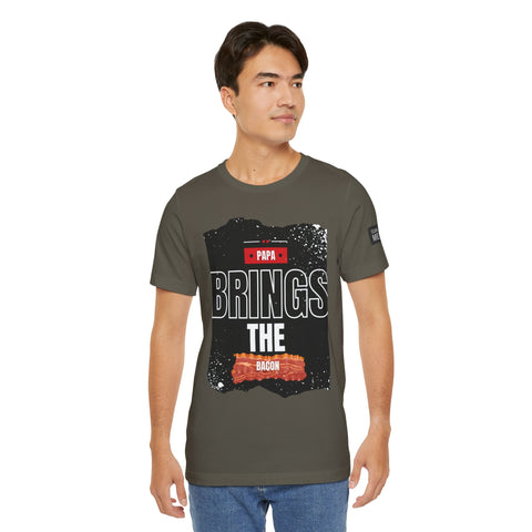 Funny Dad Joke Short Sleeve Tee, Papa Brings the Bacon