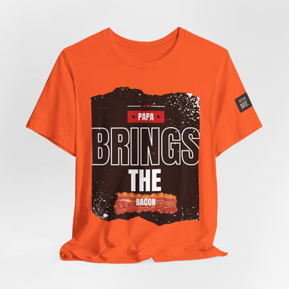 Funny Dad Joke Short Sleeve Tee, Papa Brings the Bacon