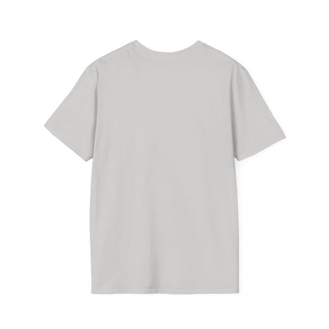Unisex Softstyle T-Shirt in light gray, shown from the back with short sleeves.