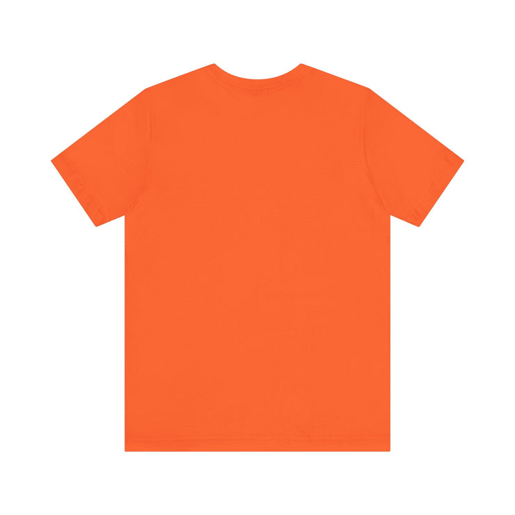 Unisex jersey short sleeve tee in vibrant orange, perfect fit with soft cotton fabric.