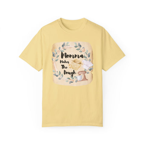 Unisex garment-dyed T-shirt for baking lovers featuring "Mom&