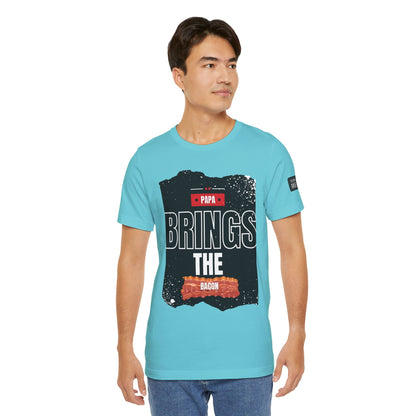 Funny Dad Joke Short Sleeve Tee, Papa Brings the Bacon