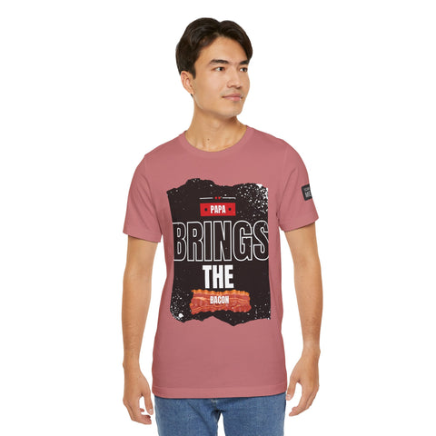 Funny Dad Joke Short Sleeve Tee, Papa Brings the Bacon