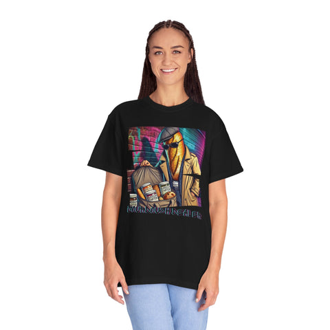 Sourdough Dealer T-Shirt featuring vibrant design, worn by woman, available in sizes S to 4XL.
