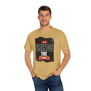 Papa Brings the Bacon Unisex Garment-Dyed T-Shirt, perfect gift for dads, relaxed fit, ethically sourced US cotton, stylish and durable.