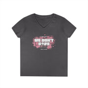 We Don't Care Club Ladies' V-Neck T-Shirt, Casual Wear, Gift for Friends, Relaxed Fit, Fun Statement Tee
