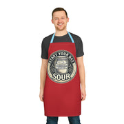 Apron with 5-color straps featuring personalized design and durable polyester fabric.