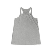 Women's gray racerback tank top for workouts, flowy fit, light fabric.