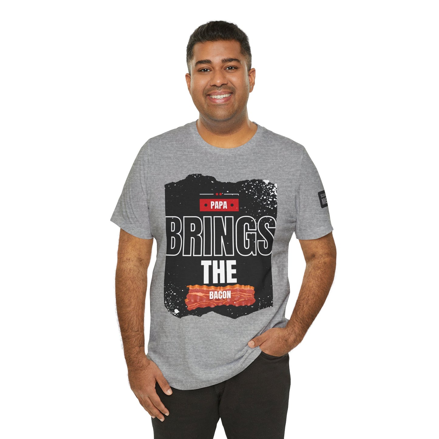 Funny Dad Joke Short Sleeve Tee, Papa Brings the Bacon