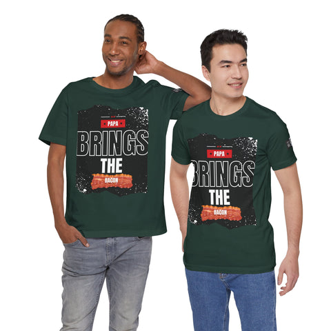 Funny Dad Joke Short Sleeve Tee, Papa Brings the Bacon
