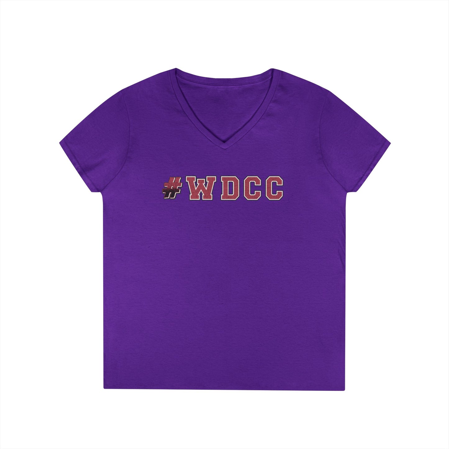 Stylish V-Neck T-Shirt with #WDCC Design, Casual Wear, Gift for Friends, Trendy Outfit, Everyday Style, Summer Fashion