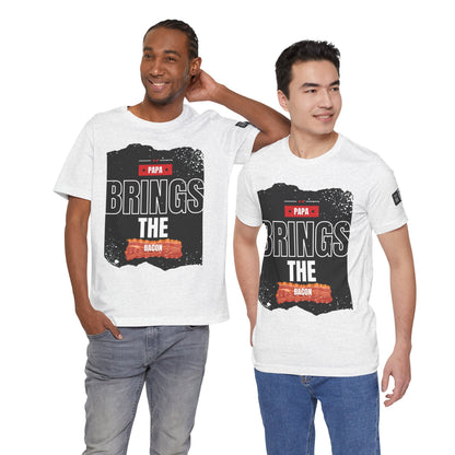 Funny Dad Joke Short Sleeve Tee, Papa Brings the Bacon