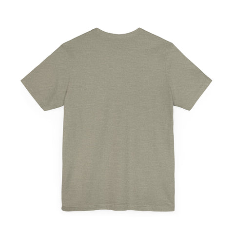 Unisex jersey short sleeve tee, olive color, back view, promoting F.I.R.E. Movement.