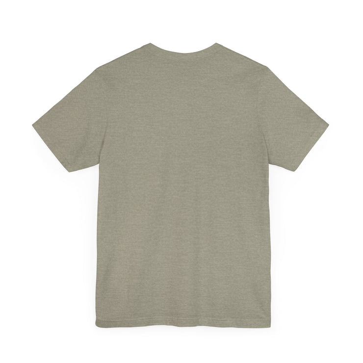 Unisex jersey short sleeve tee, olive color, back view, promoting F.I.R.E. Movement.