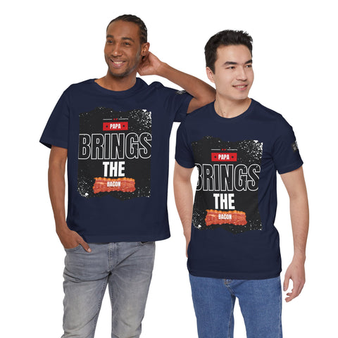 Funny Dad Joke Short Sleeve Tee, Papa Brings the Bacon