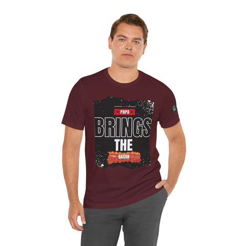 Funny Dad Joke Short Sleeve Tee, Papa Brings the Bacon