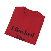 Red motivational unisex softstyle t-shirt with "I Rocked The Challenge" slogan, made from 100% ring-spun cotton.