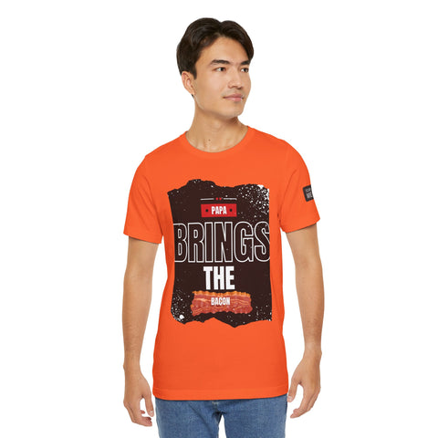 Funny Dad Joke Short Sleeve Tee, Papa Brings the Bacon