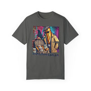 Sourdough Dealer T-Shirt with vibrant graphic design featuring bread theme, unisex garment-dyed style.