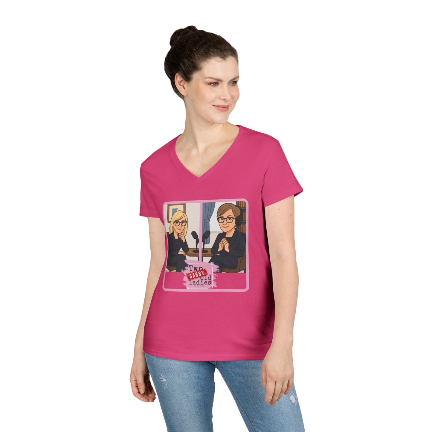 Sassy Ladies' V-Neck T-Shirt, Funny Tee, Gifts for Friends, Birthday Shirt, Retro Vibe, Mother's Day Gift