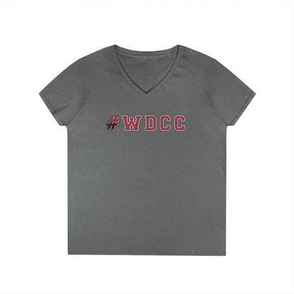Stylish V-Neck T-Shirt with #WDCC Design, Casual Wear, Gift for Friends, Trendy Outfit, Everyday Style, Summer Fashion