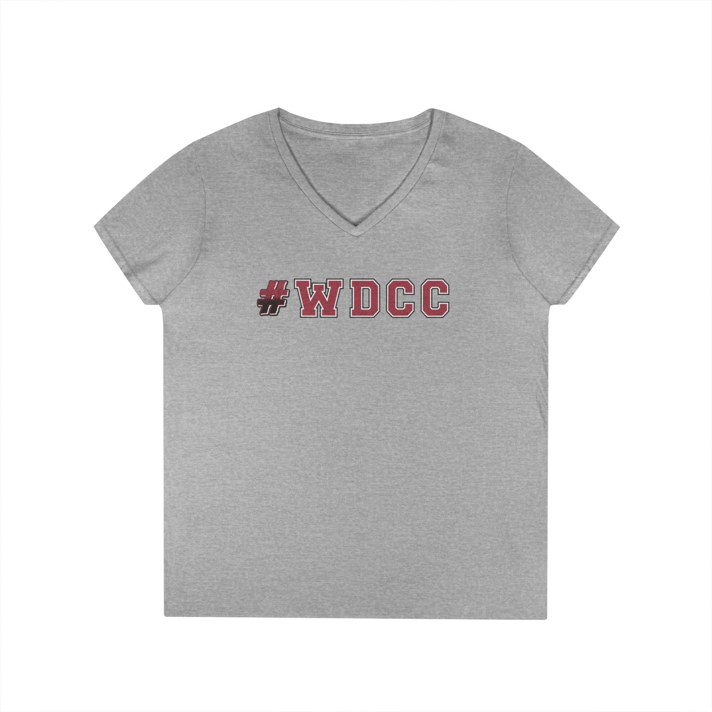 Stylish V-Neck T-Shirt with #WDCC Design, Casual Wear, Gift for Friends, Trendy Outfit, Everyday Style, Summer Fashion