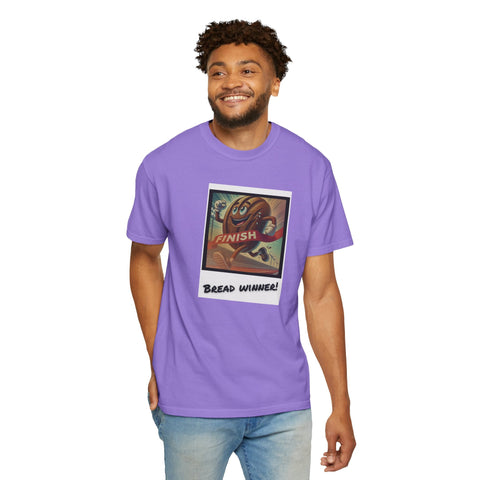 Vibrant purple Bread Winner T-Shirt with unique graphic design and relaxed fit.