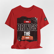 Funny Dad Joke Short Sleeve Tee, Papa Brings the Bacon