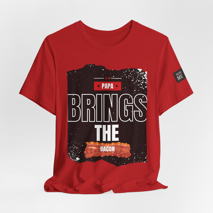 Funny Dad Joke Short Sleeve Tee, Papa Brings the Bacon