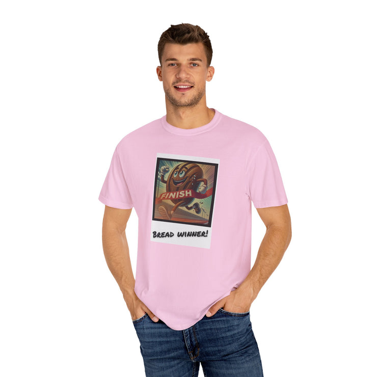 Unisex pink Bread Winner T-Shirt with graphic design, 100% cotton, comfortable fit.
