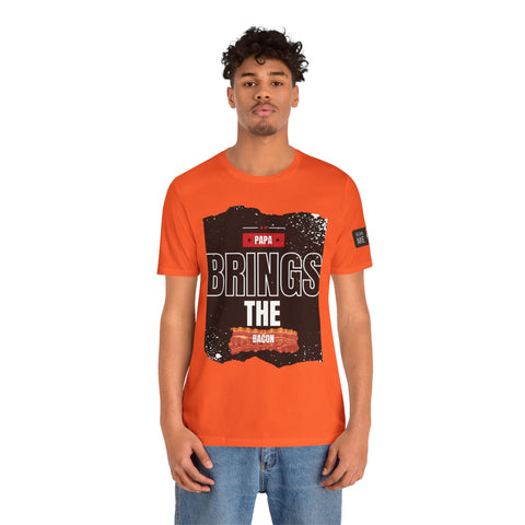 Funny Dad Joke Short Sleeve Tee, Papa Brings the Bacon