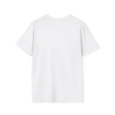Unisex Softstyle T-Shirt in white, back view, showcasing classic fit and short sleeves.