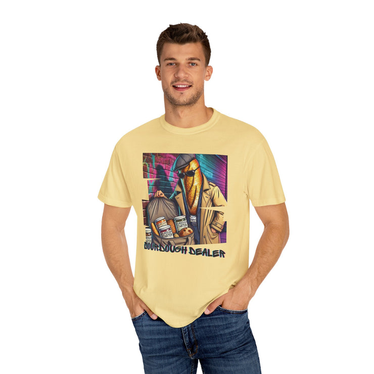 Sourdough Dealer T-Shirt featuring vibrant design, ideal for art lovers and casual style.