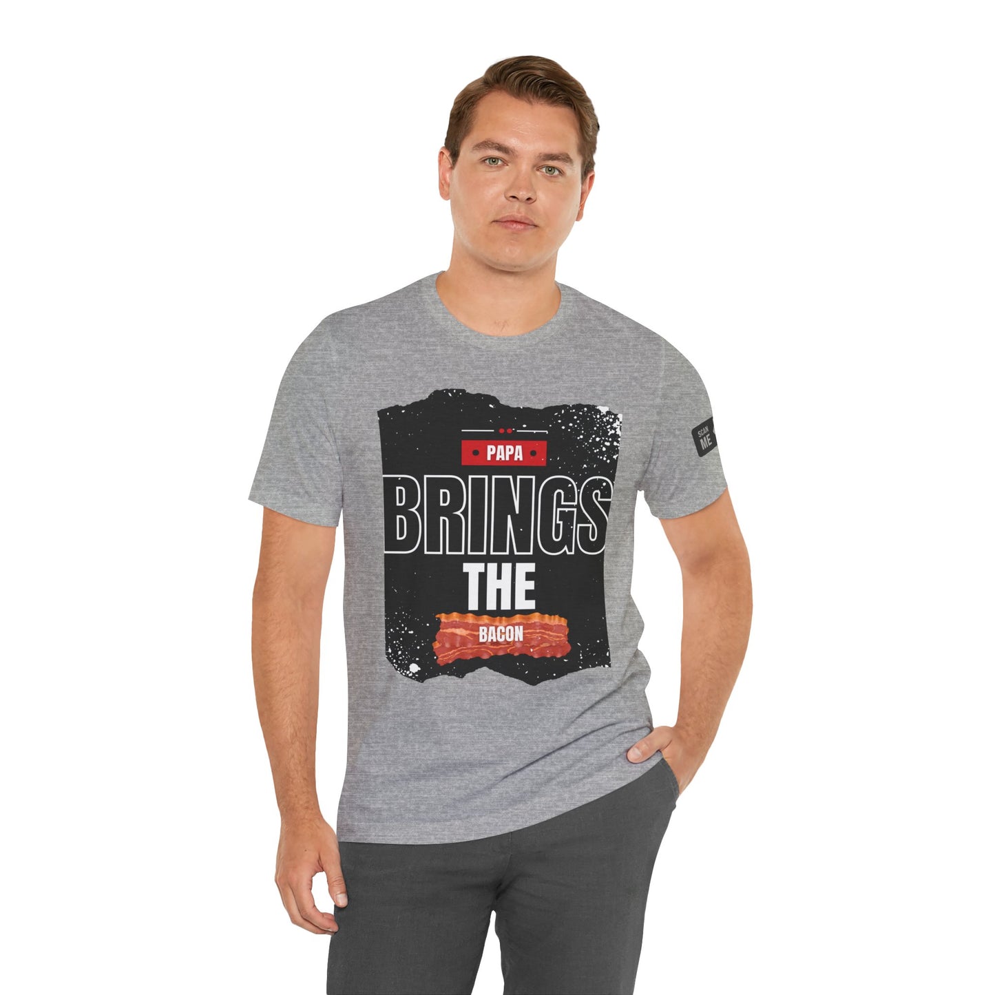 Funny Dad Joke Short Sleeve Tee, Papa Brings the Bacon