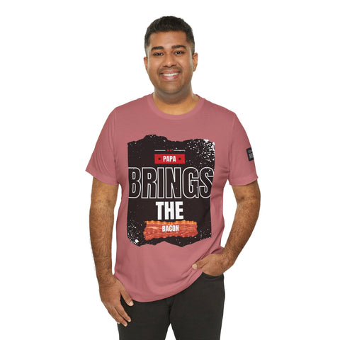 Funny Dad Joke Short Sleeve Tee, Papa Brings the Bacon
